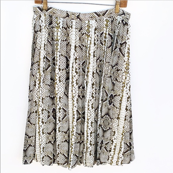 J Crew Snake Python Pleated Midi Skirt A Line - Picture 2 of 5
